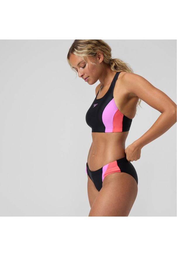 Strój kąpielowy damski dwuczęściowy Speedo Colourblock Splice 2.0. Kolor: fioletowy, czarny, wielokolorowy