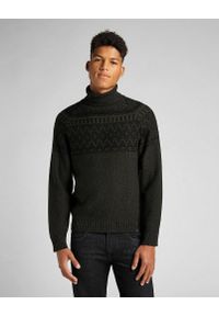 Lee - MĘSKI SWETER LEE HIGH NECK SEAS KNIT SERPICO GREEN L83HNWOJ