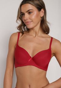 Born2be - Bordowy Klasyczny Biustonosz o Gładkim Wykończeniu Lamisa. Kolor: czerwony. Wzór: gładki #1