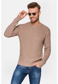 Lancerto - Sweter Beżowy Bawełniany Miguel. Kolor: beżowy. Materiał: bawełna