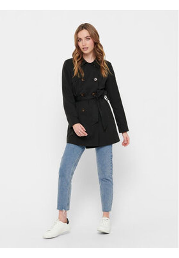 only - ONLY Trencz 15191821 Czarny Regular Fit. Kolor: czarny. Materiał: syntetyk