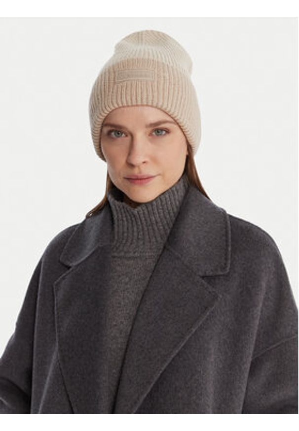 Calvin Klein Czapka LV04D8029G Écru. Kolor: kremowy. Materiał: wełna