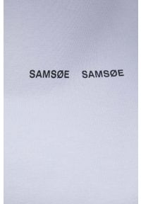 Samsoe & Samsoe - Samsoe Samsoe bluza bawełniana męska kolor fioletowy z kapturem z nadrukiem. Typ kołnierza: kaptur. Kolor: fioletowy. Materiał: bawełna. Wzór: nadruk #5