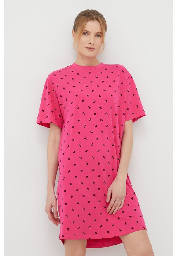 Karl Lagerfeld koszula nocna 220W2107 damska kolor różowy. Kolor: różowy. Materiał: materiał, dzianina. Długość: krótkie