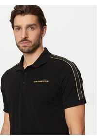 Karl Lagerfeld - KARL LAGERFELD Polo 745461 551235 Czarny Regular Fit. Typ kołnierza: polo. Kolor: czarny. Materiał: bawełna