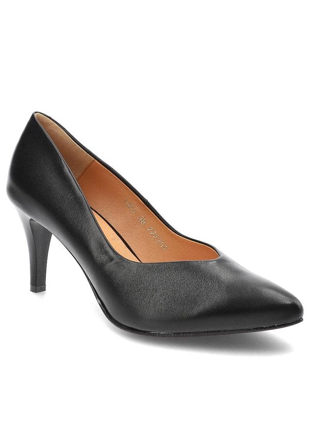 Czarne Czółenka Clasicco Eleganckie Buty Na Obcasie. Kolor: czarny. Materiał: skóra. Szerokość cholewki: normalna. Obcas: na obcasie. Styl: elegancki. Wysokość obcasa: średni