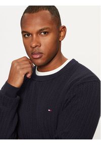 TOMMY HILFIGER - Tommy Hilfiger Sweter MW0MW37400 Granatowy Slim Fit. Kolor: niebieski. Materiał: bawełna #3