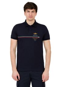 Aeronautica Militare - AERONAUTICA MILITARE Granatowe męskie polo Frecce Tricolori Embroidered, Rozmiar XXL. Typ kołnierza: polo. Kolor: niebieski #7