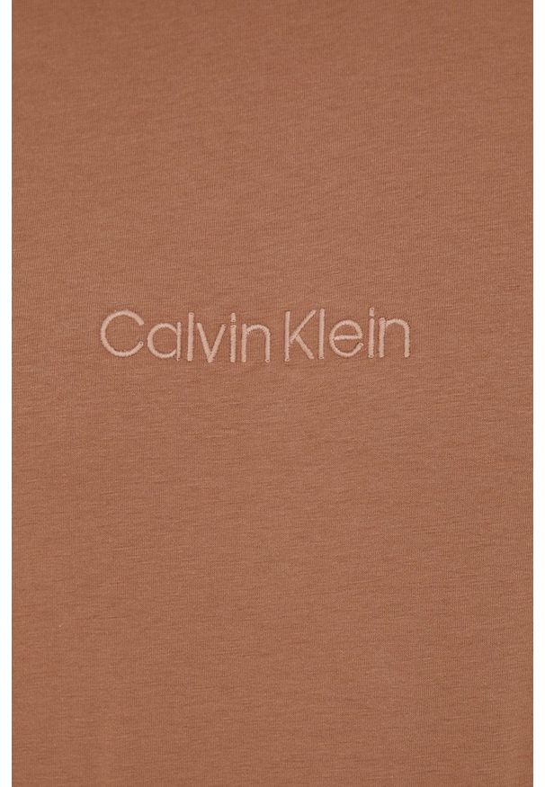 Calvin Klein Underwear t-shirt piżamowy męski kolor brązowy z aplikacją. Kolor: brązowy. Materiał: poliester. Wzór: aplikacja