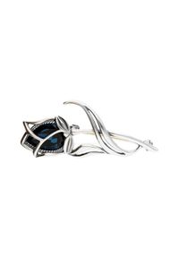 Polcarat Design - Srebrna broszka z kryształami Swarovski B 193. Materiał: srebrne. Kolor: srebrny. Wzór: aplikacja. Kamień szlachetny: kryształ #1