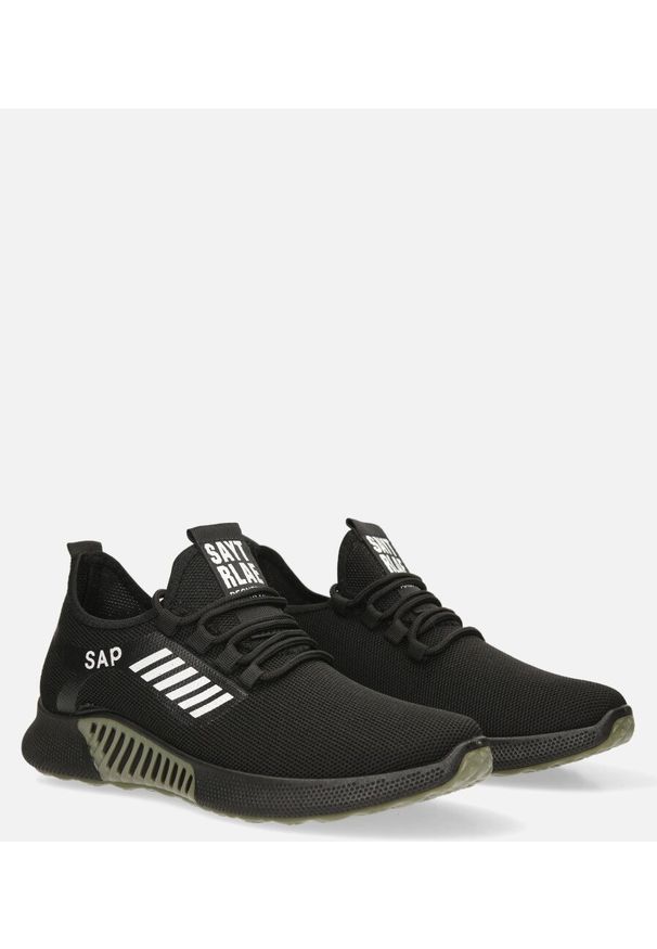 Casu - czarne buty sportowe sznurowane casu 204/45b+w. Kolor: czarny