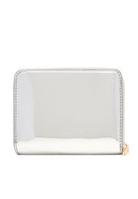TOMMY HILFIGER - Tommy Hilfiger Mały Portfel Damski Med Za W/Flap Met AW0AW18037 Srebrny. Kolor: srebrny. Materiał: skóra
