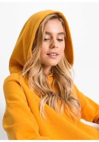 bonprix - Sukienka dresowa w optyce 2 w 1. Kolor: żółty. Materiał: dresówka. Długość rękawa: długi rękaw
