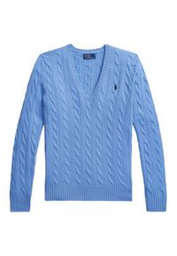 Polo Ralph Lauren Sweter 211971866004 Niebieski Slim Fit. Typ kołnierza: polo. Kolor: niebieski. Materiał: wełna #3