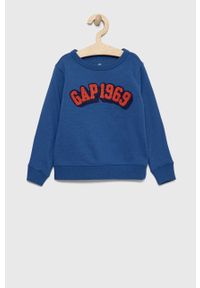 GAP bluza dziecięca kolor niebieski wzorzysta. Okazja: na co dzień. Kolor: niebieski. Materiał: poliester, dzianina. Styl: casual