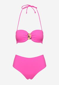 Born2be - Fuksjowe Bikini Biustonosz z Geometrycznym Wzorem Majtki Typu Figi Ulosalia. Kolor: różowy. Wzór: geometria #3