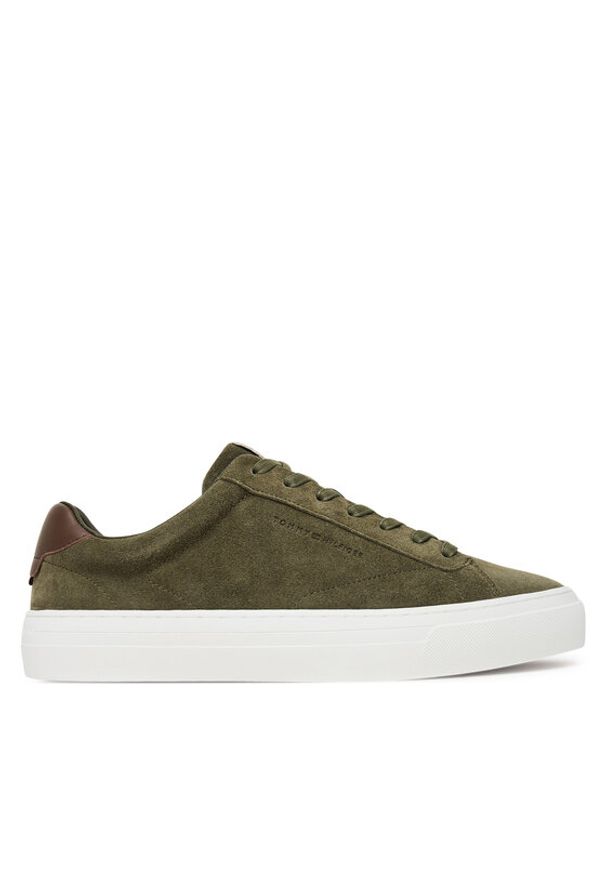 TOMMY HILFIGER - Tommy Hilfiger Sneakersy Premium Dress Cupsole FM0FM05573 Khaki. Kolor: brązowy. Materiał: zamsz, skóra