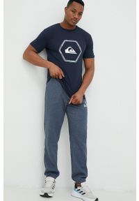 Quiksilver t-shirt bawełniany kolor granatowy z nadrukiem. Kolor: niebieski. Materiał: bawełna. Wzór: nadruk