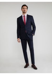 Pako Lorente - Granatowe spodnie garniturowe P22SF-6G-013-G-S. Kolor: niebieski. Materiał: wiskoza, poliester, elastan. Długość: długie. Styl: elegancki