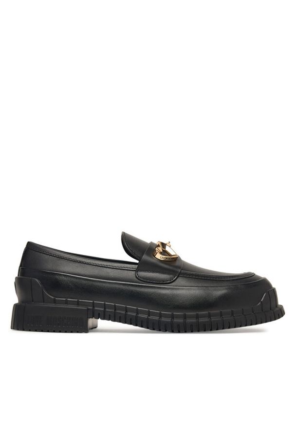 Love Moschino - LOVE MOSCHINO Loafersy JA10023G1PIA0000 Czarny. Kolor: czarny. Materiał: skóra