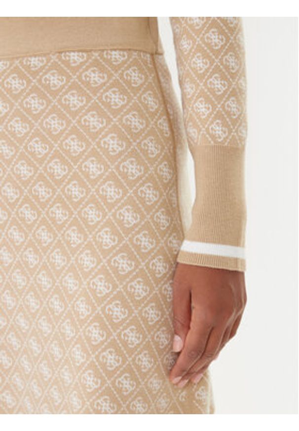 Guess Sweter W5BR24 Z3JD2 Beżowy Slim Fit. Kolor: beżowy. Materiał: syntetyk
