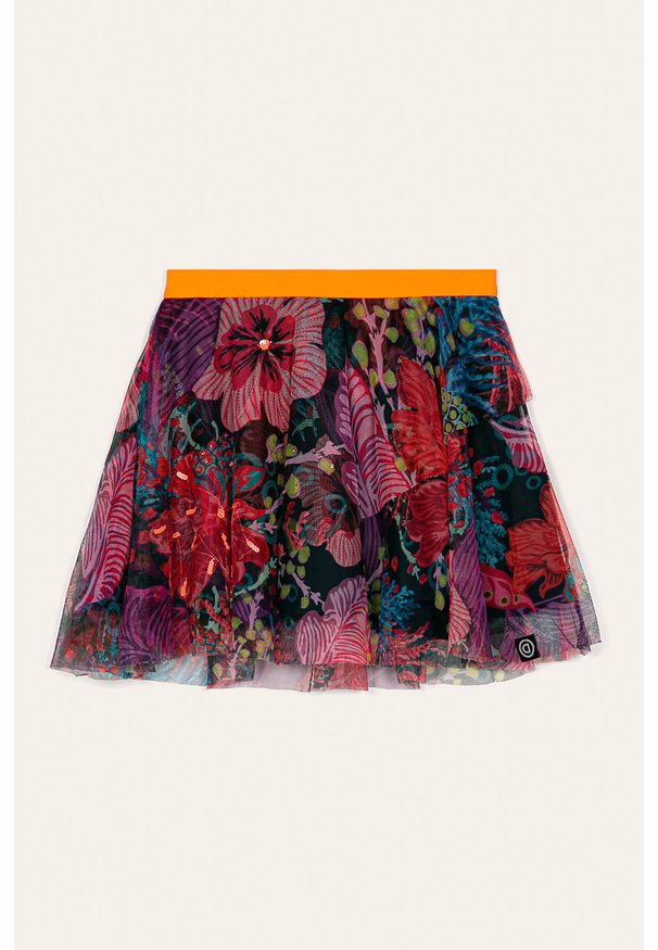Desigual - Spódnica dziecięca 104-164 cm. Kolor: wielokolorowy. Materiał: tkanina, bawełna, poliester, materiał. Wzór: kwiaty