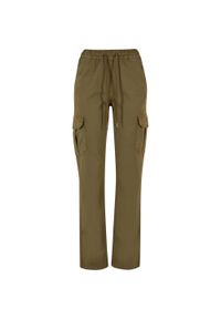 Urban Classics - Spodnie Cargo Damskie Twill Z Wysokimi Stanami. Stan: podwyższony. Kolor: zielony. Długość: długie #1