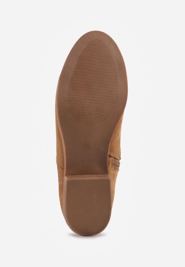 Renee - Ciemnobeżowe Wiązane Botki na Płaskiej Podeszwie Erithara. Okazja: na co dzień. Kolor: beżowy. Materiał: jeans. Obcas: na płaskiej podeszwie. Styl: casual