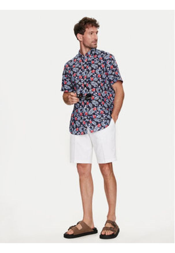 Bugatti Koszula 9450 58333A Granatowy Slim Fit. Kolor: niebieski. Materiał: bawełna