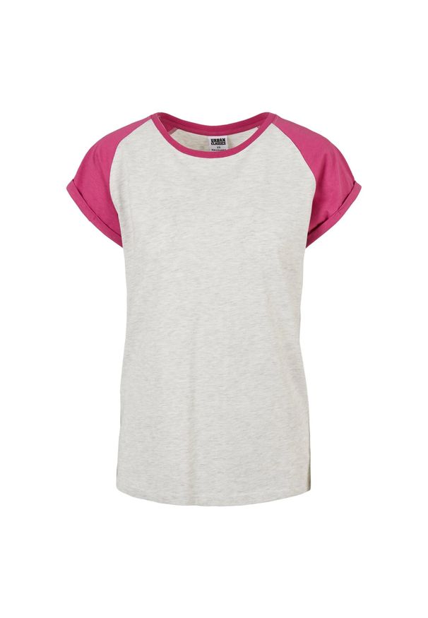 Urban Classics - T-shirt Damski Kontrastowy Raglanowy. Kolor: fioletowy, szary, wielokolorowy. Długość rękawa: raglanowy rękaw. Sport: turystyka piesza