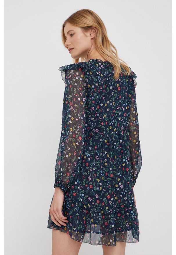 Pepe Jeans sukienka kolor granatowy mini rozkloszowana. Kolor: niebieski. Materiał: tkanina. Typ sukienki: rozkloszowane. Długość: mini