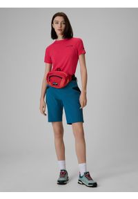 4f - 4F Spodenki trekkingowe szybkoschnące damskie - turkusowe XXL. Stan: podwyższony. Kolor: turkusowy. Materiał: skóra, tkanina. Długość: do kolan. Sezon: lato. Sport: turystyka piesza #1