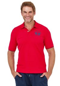 La Martina - LA MARTINA Czerwona koszulka polo z wyszywanym logo. Typ kołnierza: polo. Kolor: czerwony