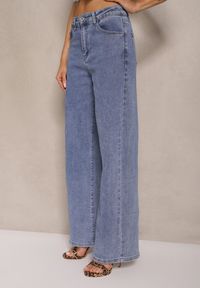 Renee - Jasnoniebieskie Jeansy High Waist z Szeroką Nogawką Nadell. Stan: podwyższony. Kolor: niebieski. Styl: elegancki