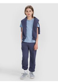 4f - 4F T-shirt regular gładki dziewczęcy - niebieski 122 (6-7 lat). Okazja: na co dzień. Kolor: niebieski. Materiał: bawełna, materiał, jersey. Długość rękawa: krótki rękaw. Długość: krótkie. Wzór: gładki. Sezon: lato. Styl: młodzieżowy, klasyczny, casual, sportowy #2