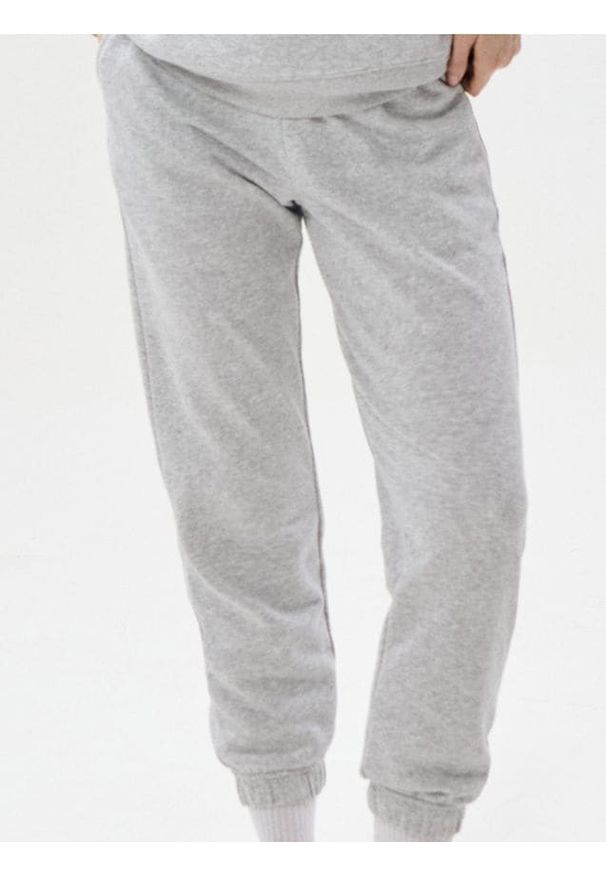 Sinsay - Dresowe spodnie jogger terry - szary. Kolor: szary. Materiał: dresówka