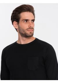 Ombre Clothing - Longsleeve męski o strukturze "wafla" - czarny V4. Okazja: na co dzień. Kolor: czarny. Materiał: bawełna. Długość rękawa: długi rękaw. Styl: klasyczny, sportowy, casual #6