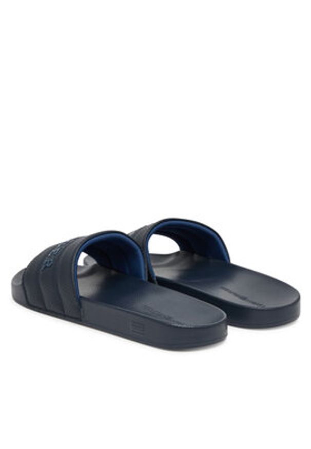 TOMMY HILFIGER - Tommy Hilfiger Klapki Pad Perf Pool Slide FM0FM05709 Granatowy. Kolor: niebieski. Materiał: skóra