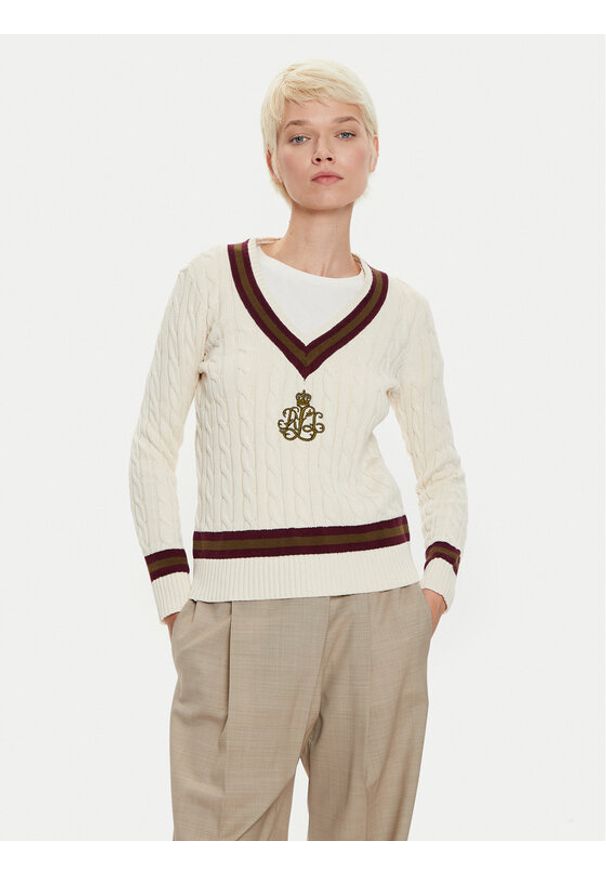 Lauren Ralph Lauren - LAUREN RALPH LAUREN Sweter 200951624002 Écru Regular Fit. Materiał: bawełna