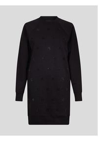 Karl Lagerfeld - KARL LAGERFELD Sukienka dzianinowa Monogram Rhinestone 226W1353 Czarny Regular Fit. Typ kołnierza: dekolt w karo. Kolor: czarny. Materiał: bawełna, dzianina #6