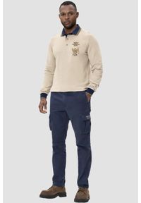 Aeronautica Militare - AERONAUTICA MILITARE Beżowy bawełniany męski t-shirt polo, Rozmiar 3XL. Okazja: na co dzień. Typ kołnierza: polo. Kolor: beżowy. Materiał: bawełna. Wzór: aplikacja. Styl: casual, sportowy #3