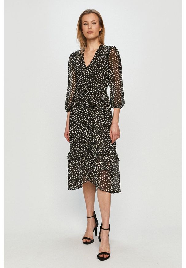 Miss Sixty - Sukienka. Kolor: czarny. Materiał: tkanina. Długość rękawa: długi rękaw. Typ sukienki: rozkloszowane