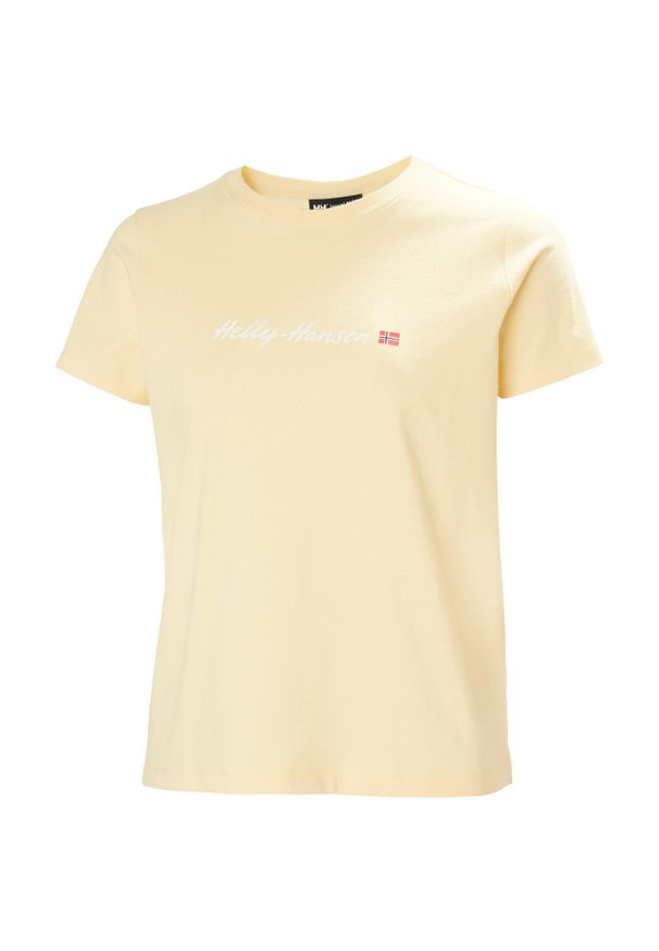 Koszulka damska Helly Hansen Core Graphic 2.0. Kolor: żółty. Materiał: bawełna