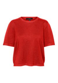 Vero Moda Sweter Silje 10320460 Czerwony Oversize. Kolor: czerwony. Materiał: wiskoza #6
