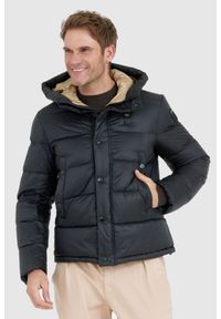 Blauer USA - BLAUER Czarna puchowa kurtka męska Tracy z kapturem, Rozmiar M. Typ kołnierza: kaptur. Kolor: czarny. Materiał: puch