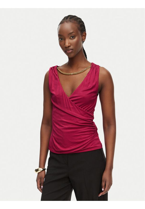 Marciano Guess Top G6GP11 K3617 Różowy Slim Fit. Kolor: różowy. Materiał: wiskoza