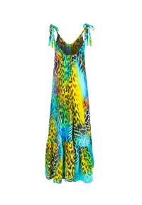 COSEL - Wzorzysta sukienka Nevis. Kolor: niebieski. Materiał: materiał. Wzór: motyw zwierzęcy, nadruk. Typ sukienki: proste, rozkloszowane. Styl: wakacyjny. Długość: maxi #3