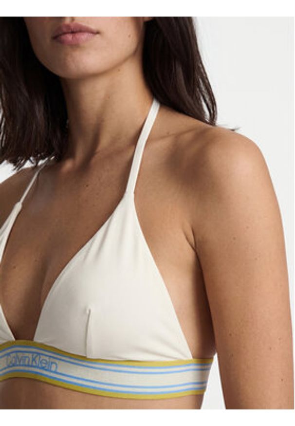 Calvin Klein Swimwear Góra od bikini LV00Q61214 Kremowy. Kolor: kremowy. Materiał: syntetyk