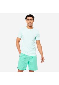DOMYOS - Koszulka fitness męska Domyos Essential krótki rękaw. Kolor: zielony, niebieski, wielokolorowy. Materiał: poliester, materiał. Długość rękawa: krótki rękaw. Długość: krótkie. Sport: fitness