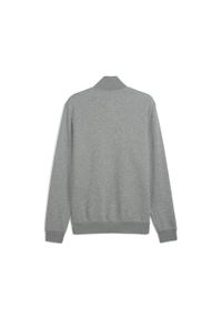 Puma - Męska kurtka dresowa Essentials z logo No. 1 PUMA Medium Gray Heather. Kolor: szary. Materiał: dresówka. Wzór: haft. Sport: bieganie